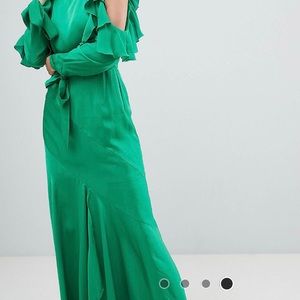 ASOS long sleeve green maxi dress w/open back NWT